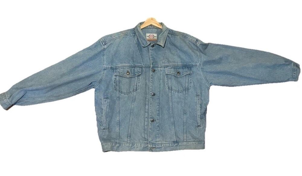 Vintage Bugle Boy Denim Jacket XL Trucker Light Wash 100% Cotton USA Brand